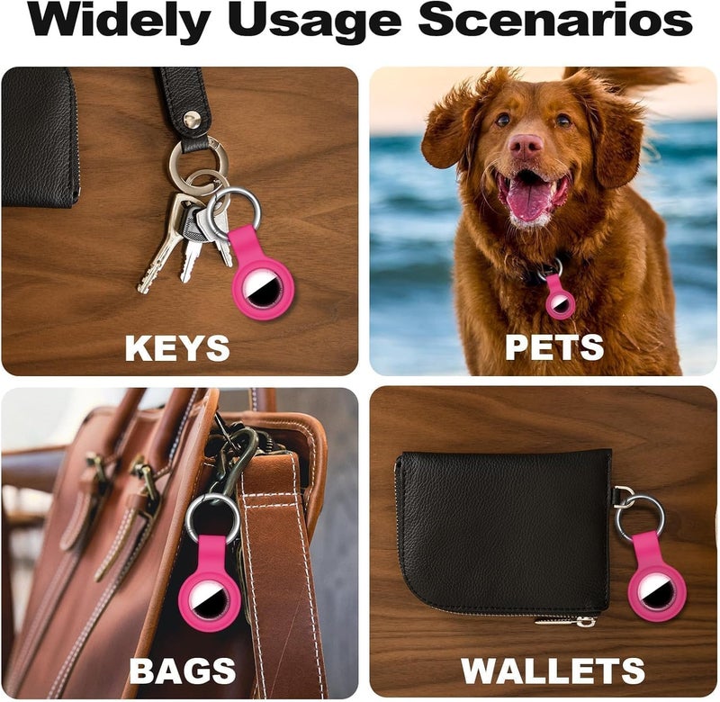 Linsaner 1 Pack Available for AirTag Holder Compatible with Air Tag Case Keychain Silicone for AirTags Key Ring Tags Chain for Apple for GPS Item Finders Accessories,（Hot Pink） - Image 2